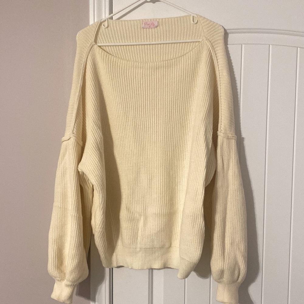 New- Without Tags Wide Neck Cream Sweater